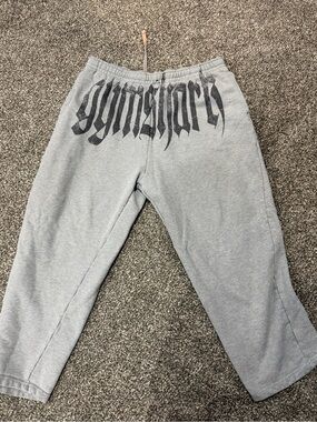 Gymshark Light Gray Sweatpants with Black Logo